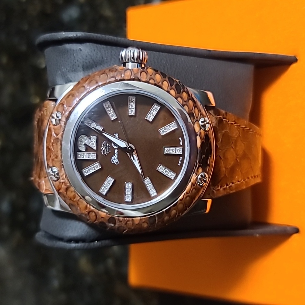 Glam Rock Miami Collection Python cover and leather 8.5" bracelet